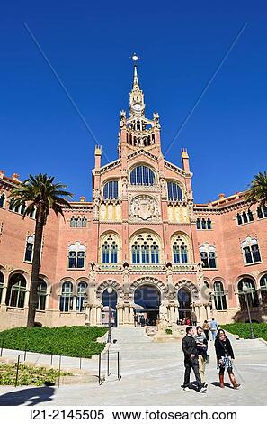 Hospital de Sant Pau 1902-1930. Designed by Llu's Domenech i Muntaner. Considered the most important Modernist whole of Europe. Declared World Heritage by UNESCO. Eixample quarter, Barcelona, Catalonia, Spain. View Large Photo Image Stock Photography - Hospital de Sant Pau 1902-1930. Designed by Llu's Domenech i Muntaner. Considered the most important Modernist whole of Europe. Declared World Heritage by UNESCO. Eixample quarter, Barcelona, Catalonia, Spain.. Fotosearch
