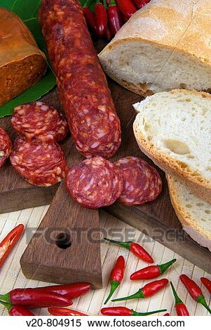 Hot chili Calabrian sausage, Italy View Large Photo Image Stock Photography - Hot chili Calabrian sausage, Italy. Fotosearch
