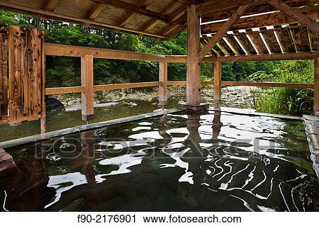 Stock Image - Hot soaking pool onsen in Sendai, Japan.. Fotosearch