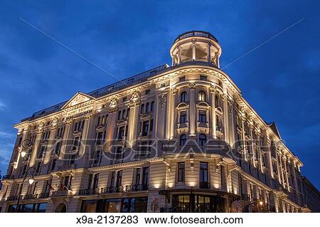 Hotel Bristol; Warsaw; Poland, illuminated at Night. View Large Photo Image Stock Image - Hotel Bristol; Warsaw; Poland, illuminated at Night.. Fotosearch