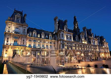 Stock Image - Hotel de Ville, Paris, Ile de France, France.. Fotosearch