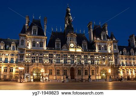 Hotel de Ville, Paris, Ile de France, France. View Large Photo Image Stock Image - Hotel de Ville, Paris, Ile de France, France.. Fotosearch