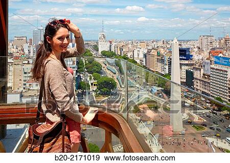 Stock Photo - Hotel Panamericano. Obelisco. Avenida 9 de Julio. Buenos Aires. Argentina.. Fotosearch