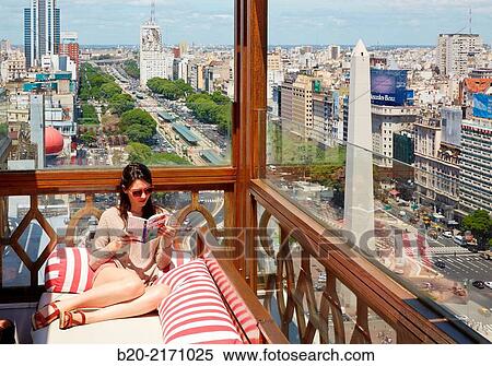 Stock Photography - Hotel Panamericano. Obelisco. Avenida 9 de Julio. Buenos Aires. Argentina.. Fotosearch