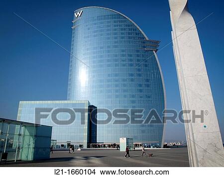 Picture - Hotel W also known as Hotel Vela, Barcelona, Catalonia, Spain.. Fotosearch