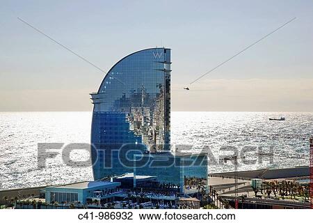 Stock Image - Hotel W Barcelona by architect Ricardo Bofill, Barcelona, Catalonia, Spain. Fotosearch