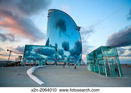 Hotel W by architect Ricardo Bofill by Barceloneta beach, Barcelona, Catalonia, Spain View Large Photo Image Stock Image - Hotel W by architect Ricardo Bofill by Barceloneta beach, Barcelona, Catalonia, Spain. Fotosearch