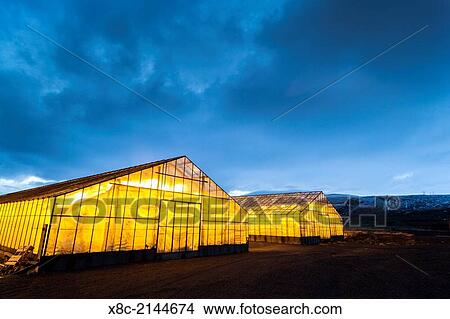 Hothouses, greenhouses in Hveragerdi in winter. View Large Photo Image Picture - Hothouses, greenhouses in Hveragerdi in winter.. Fotosearch