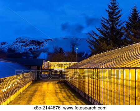 Hothouses, greenhouses in Hveragerdi in winter. View Large Photo Image Stock Photograph - Hothouses, greenhouses in Hveragerdi in winter.. Fotosearch