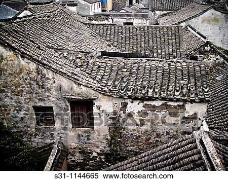 house roofs at zhouzhuang ancient water town in china View Large Photo Image Stock Photography - house roofs at zhouzhuang ancient water town in china. Fotosearch