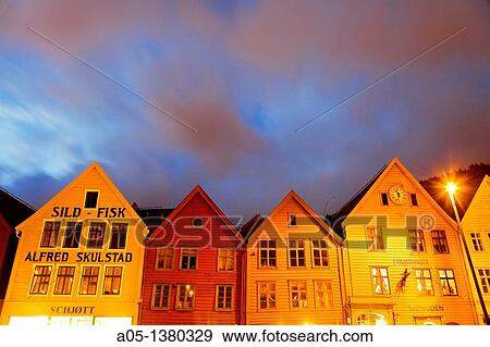 Houses in the old pier, Bryggen, Bergen, Hordaland, Norway. View Large Photo Image Stock Photo - Houses in the old pier, Bryggen, Bergen, Hordaland, Norway.. Fotosearch