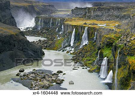 Hrauneyjafoss Waterfalls, Landmannalaugar, Fjallabak Nature Reserve, Iceland View Large Photo Image Stock Photo - Hrauneyjafoss Waterfalls, Landmannalaugar, Fjallabak Nature Reserve, Iceland. Fotosearch