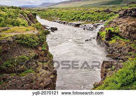 Stock Image - Hraunfossar waterfall, Iceland.. Fotosearch