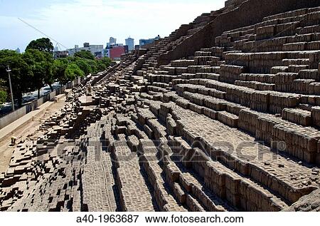 Huaca Pucllana. Lima culture 200 AD and 700 AD. Miraflores district. Lima city. Peru. Archaeological site. View Large Photo Image Stock Photo - Huaca Pucllana. Lima culture 200 AD and 700 AD. Miraflores district. Lima city. Peru. Archaeological site.. Fotosearch