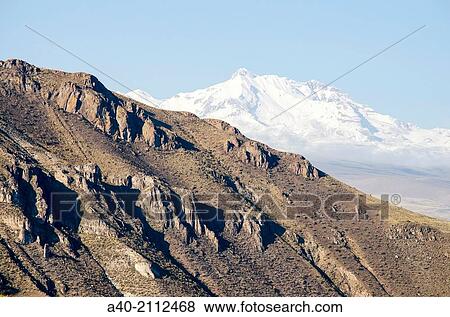 Stock Photo - Hualca-Hualca volcano 6025 m. in the Colca Valley. Arequipa. Peru.. Fotosearch