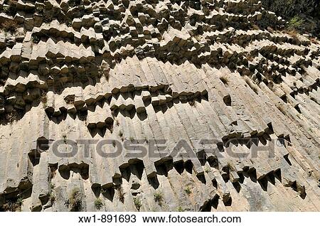 Stock Image - huge basalt columns at Awan Gorge near Garni, Canyon, Kotayk region, Armenia, Asia. Fotosearch