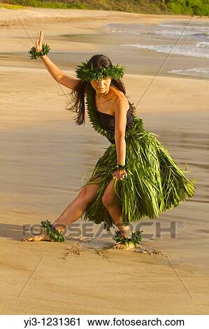 Stock Image - Hula on the beach at Palauea, Maui, Hawaii. Fotosearch