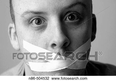 Humor, mouth taped close View Large Photo Image Stock Image - Humor, mouth taped close. Fotosearch