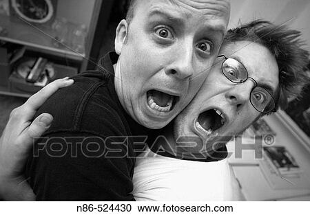 Humor, two frightened men View Large Photo Image Stock Image - Humor, two frightened men. Fotosearch