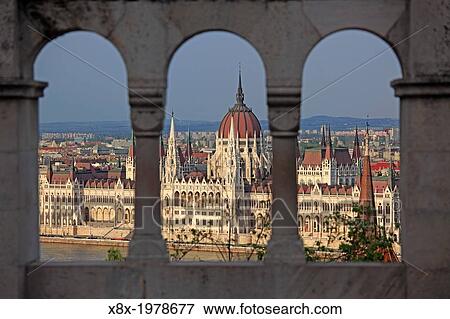Hungarian Parliament seen from Fisherman's Bastion, Budapest, Hungary. View Large Photo Image Stock Photo - Hungarian Parliament seen from Fisherman's Bastion, Budapest, Hungary.. Fotosearch