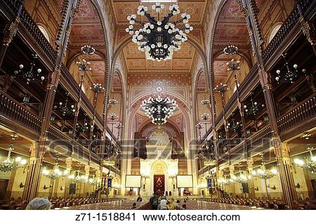Hungary, Budapest, Great Synagogue, interior. View Large Photo Image Stock Image - Hungary, Budapest, Great Synagogue, interior.. Fotosearch