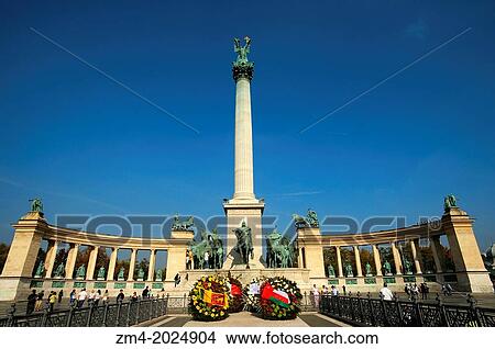 HUNGARY, BUDAPEST, HEROES' SQUARE, PILLAR WITH ARCHANGEL GABRIEL. View Large Photo Image Picture - HUNGARY, BUDAPEST, HEROES' SQUARE, PILLAR WITH ARCHANGEL GABRIEL.. Fotosearch