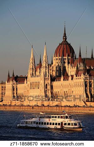 Hungary, Budapest, Parliament, Danube River, View Large Photo Image Stock Image - Hungary, Budapest, Parliament, Danube River,. Fotosearch