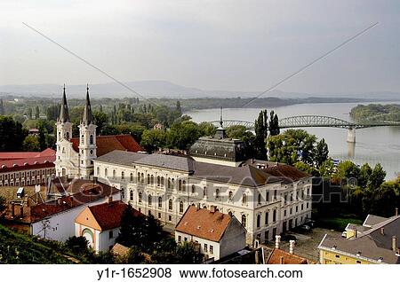 Stock Photo - Hungary, Esztergom, the Jesuit Church and the? Danube Bend?. Fotosearch