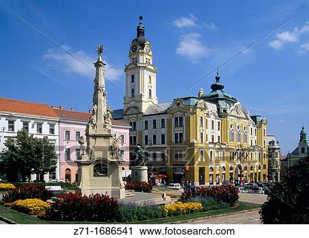 Hungary, P? cs, Sz? chenyi Square, Town Hall View Large Photo Image Stock Image - Hungary, P? cs, Sz? chenyi Square, Town Hall. Fotosearch