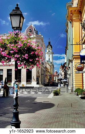 Stock Image - Hungary, Pecs, Szent Mor Utca Street. Fotosearch