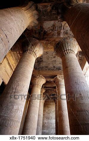 Hypostyle colonnade room at the Horus temple, Edfu, Egypt View Large Photo Image Stock Image - Hypostyle colonnade room at the Horus temple, Edfu, Egypt. Fotosearch