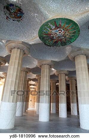 Hypostyle hall of the Park Guell by Antoni Gaudi, Barcelona, Spain, Europe View Large Photo Image Stock Photograph - Hypostyle hall of the Park Guell by Antoni Gaudi, Barcelona, Spain, Europe. Fotosearch
