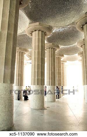 Hypostyle hall, Park G? ell Gaud?, 1900-1914, Barcelona, Catalonia, Spain View Large Photo Image Stock Image - Hypostyle hall, Park G? ell Gaud?, 1900-1914, Barcelona, Catalonia, Spain. Fotosearch