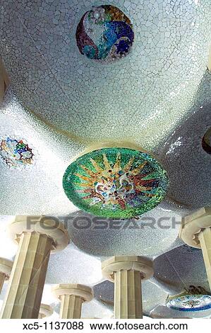 Stock Photo - Hypostyle hall, Park G? ell Gaud?, 1900-1914, Barcelona, Catalonia, Spain. Fotosearch