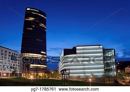 Iberdrola tower and Deusto BIbliotheque, Abandoibarra, Bilbao, Bizkaia, Basque Country, Spain View Large Photo Image Stock Image - Iberdrola tower and Deusto BIbliotheque, Abandoibarra, Bilbao, Bizkaia, Basque Country, Spain. Fotosearch