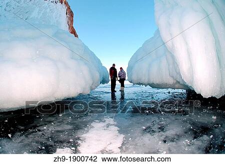 Stock Image - Ice cave on Olkhon island, Lake Baikal, Siberia, Russia, Eurasia. Fotosearch
