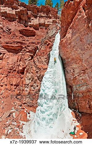 Ice climbing Cornet Falls which is rated WI-4 and located in the San Jaun Mountains near the city of Telluride in southwestern Colorado. View Large Photo Image Stock Photo - Ice climbing Cornet Falls which is rated WI-4 and located in the San Jaun Mountains near the city of Telluride in southwestern Colorado.. Fotosearch