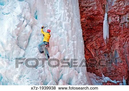 Ice climbing Cornet Falls which is rated WI-4 and located in the San Jaun Mountains near the city of Telluride in southwestern Colorado. View Large Photo Image Stock Photo - Ice climbing Cornet Falls which is rated WI-4 and located in the San Jaun Mountains near the city of Telluride in southwestern Colorado.. Fotosearch