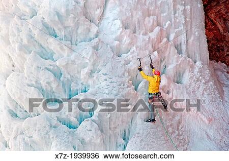 Ice climbing Cornet Falls which is rated WI-4 and located in the San Jaun Mountains near the city of Telluride in southwestern Colorado. View Large Photo Image Stock Photograph - Ice climbing Cornet Falls which is rated WI-4 and located in the San Jaun Mountains near the city of Telluride in southwestern Colorado.. Fotosearch