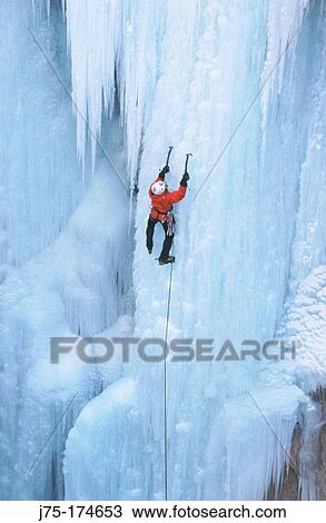 Stock Image - Ice climbing. Fotosearch