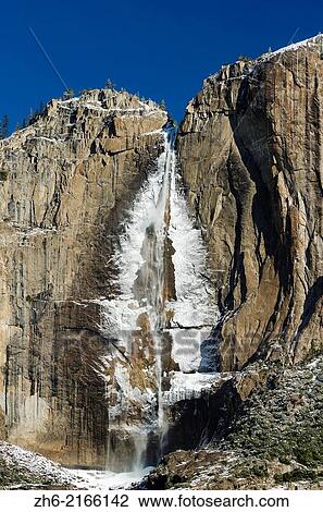 Ice-covered upper Yosemite Falls in winter, Yosemite National Park, California USA. View Large Photo Image Stock Image - Ice-covered upper Yosemite Falls in winter, Yosemite National Park, California USA.. Fotosearch