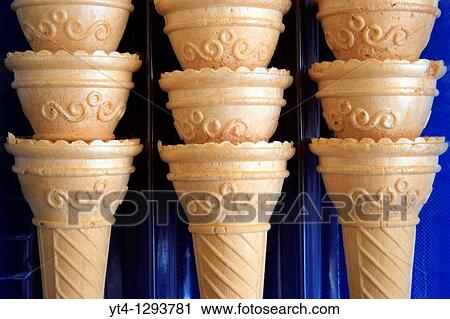 Stock Image - Ice Cream Cones, Crete, Greece. Fotosearch