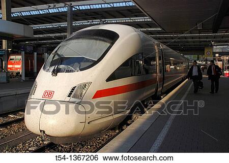 ICE high speed train at Munich Station View Large Photo Image Stock Photograph - ICE high speed train at Munich Station. Fotosearch