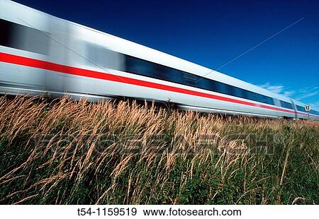 Stock Photo - ICE train traveling on the open road. Fotosearch