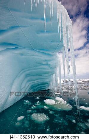 Iceberg with icicles, Penola Strait, Antarctic Peninsula. View Large Photo Image Stock Image - Iceberg with icicles, Penola Strait, Antarctic Peninsula.. Fotosearch