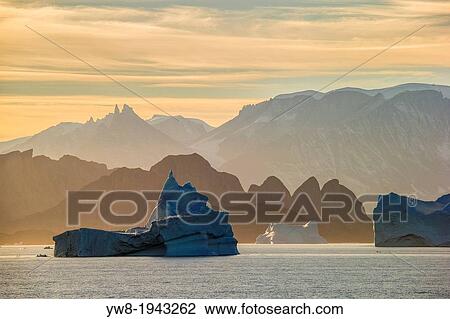 Icebergs, Scoresbysund, Greenland. View Large Photo Image Stock Image - Icebergs, Scoresbysund, Greenland.. Fotosearch
