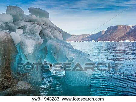 Stock Image - Icebergs, Scoresbysund, Greenland.. Fotosearch