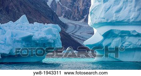 Stock Image - Icebergs, Scoresbysund, Greenland.. Fotosearch