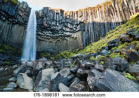 Iceland, Beautiful Svartifoss waterfall and basalt rocks in Skaftafell National Park View Large Photo Image Stock Image - Iceland, Beautiful Svartifoss waterfall and basalt rocks in Skaftafell National Park. Fotosearch