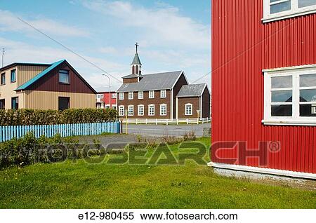 Iceland, Eyrarbakki village old houses. View Large Photo Image Stock Photography - Iceland, Eyrarbakki village old houses.. Fotosearch